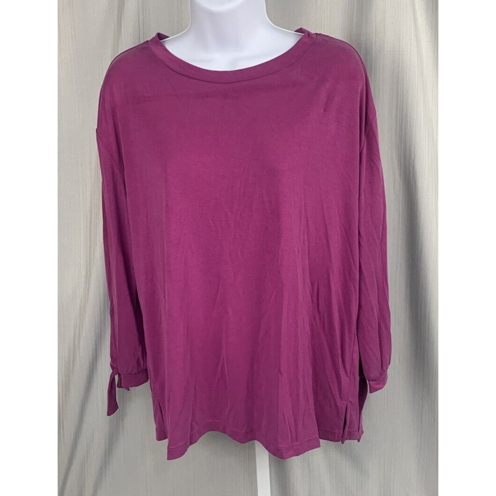 Women's Ann Taylor LOFT Fuchsia‎ Cotton Blend 3/4 sleeve top - M